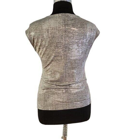 Calvin Klein Top Sleeveless Blouse Women's Sz L Stretch Liquid Gold Business - Picture 4 of 6
